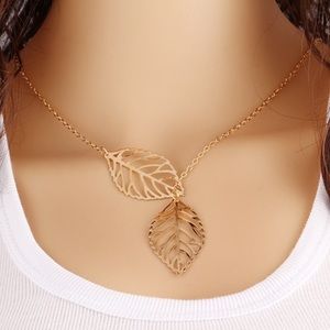 COPY - Double Leaf Delicate Necklace - Gold